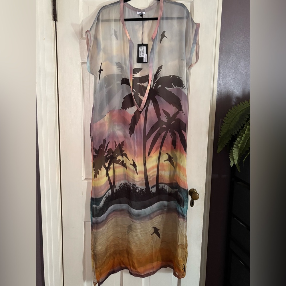 NWT Zadig & Voltaire Palm Tree Silk Kaftan